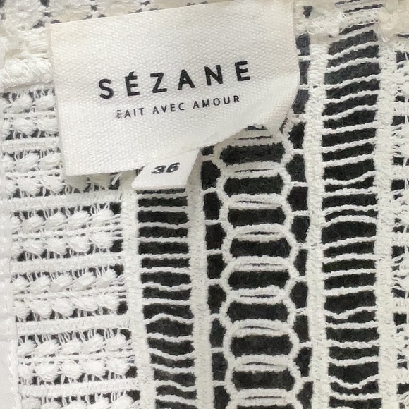 Sezane Lace Love Blouse 100% Cotton Ivory White Ruffled Open Knit French Girl - Picture 7 of 9